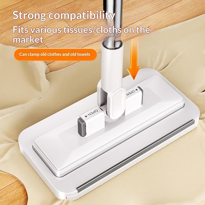 Lazy Mop Wet and Dry - Automatic Cloth Changing Mini Mop with 1-Second Snap Grip &amp 2 Reusable Cloths