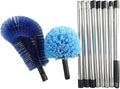Stainless Steel Telescopic Ceiling Broom with Long Handle for High Corner Cleaning Adjustable Extension Pole for Walls Floors Patios Lightweight Brush Head Blue(B)