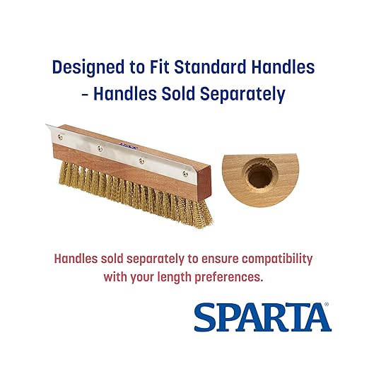 SPARTA Pizza Oven Brush Replacement Head with Crimped Brass Bristles and Stainless-Steel Scraper Durable Ideal for Commercial Kitchens 10 Inches Wood
