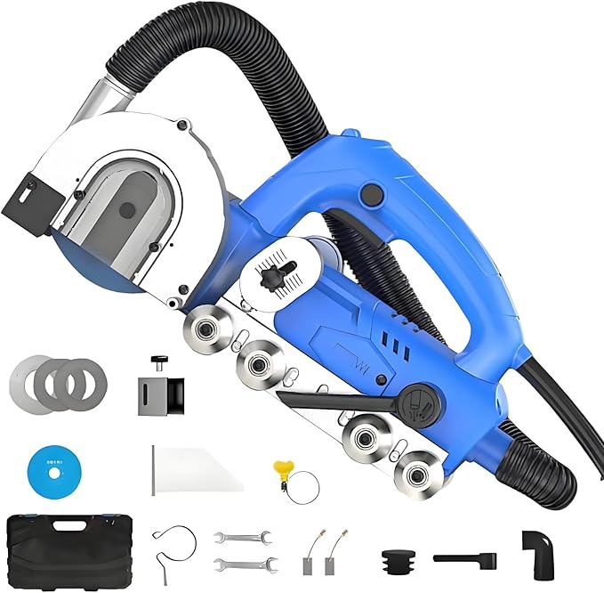 Electric Grout Cleaner 1200W Portable Tile Gap Cleaning Machine with Integrated Dust Collection System 9000 RPM Self-Vacuum Tool for Effective Grout Removal
