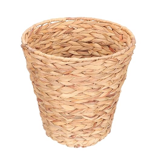 Wicker Trash can 10.6 Inch Natural Material Round Wastebasket for Home Storage Basket Lightweight Boho Style Organizer for Laundry Toys Sundries