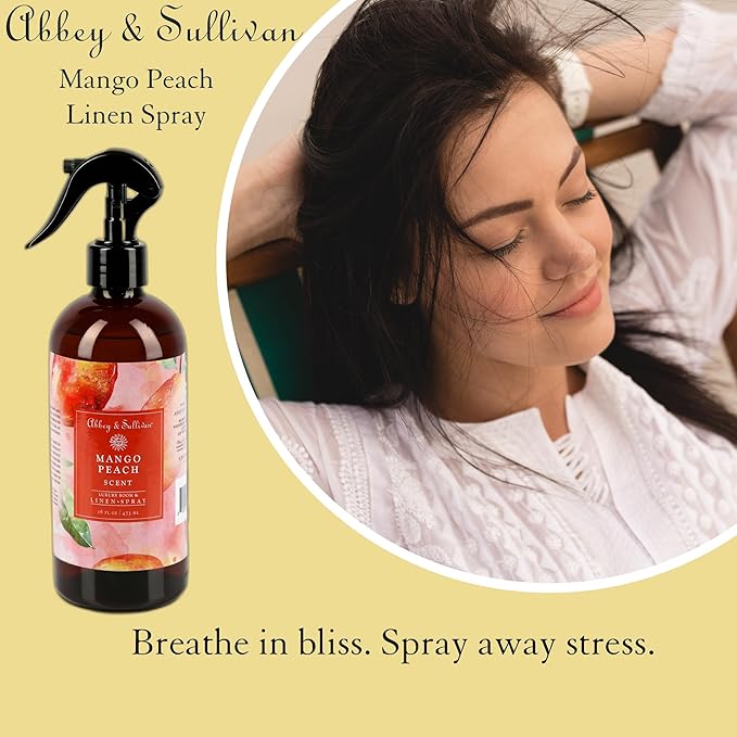 Abbey &amp Sullivan Linen Spray Mango Peach Fabric Freshener and Fragrance Room Spray Pack of 2 16 oz