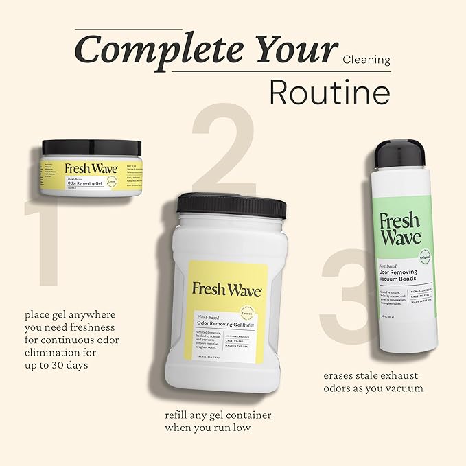 Fresh Wave Lemon Odor Removing Gel &amp Packs Bundle: 3-Pack 7 oz. Gels &amp Packs + Pod Combo