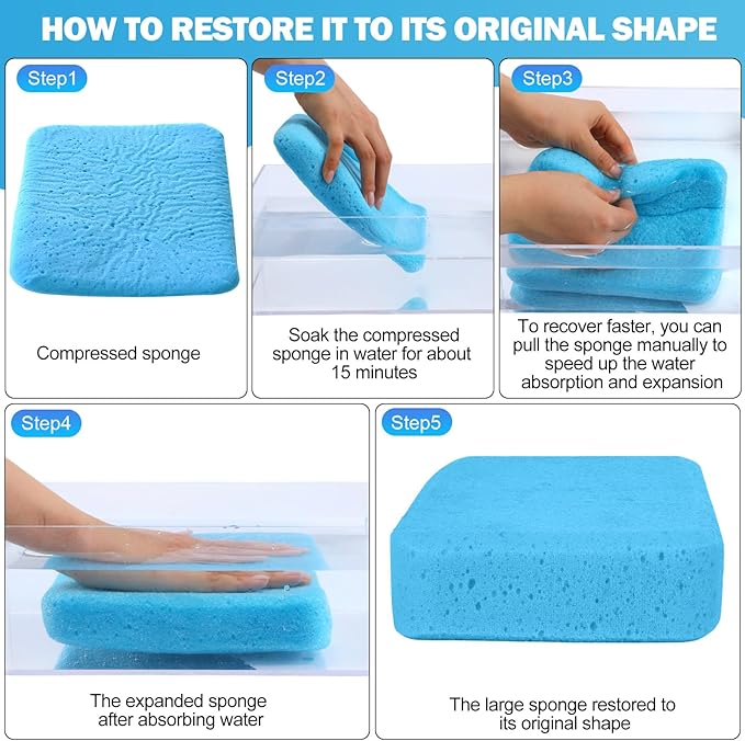 Tioncy 12 Pcs Large Car Wash Sponges Bulk 7.5 x 5.5 x 1.9 Inch Grouting Foam Cleaning and Washing Sponge Commercial Foam Large All Purpose for Kitchen Bathroom Household (Blue)