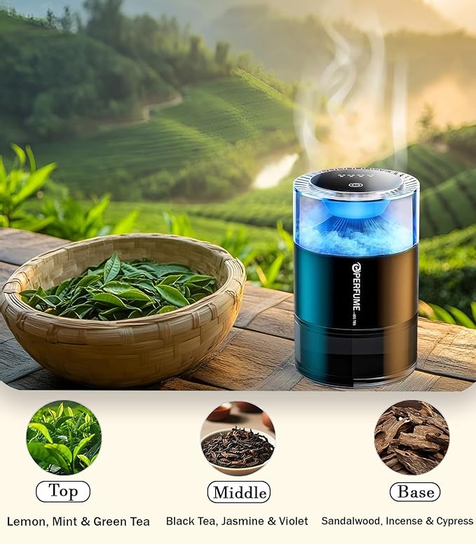 Aromatherapy Car Diffuser Misty Zen Tea Scent Smart Car Perfume Air Freshener for Relaxation and Peaceful Driving Experience