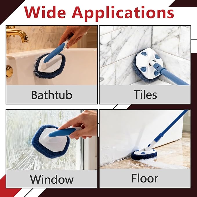 10Pcs Shower Scrubber Refill Pads Compatible with Clorox Tub &amp Tile Scrubber Durable Blue Non-Scratch Replacement Pads for Bathroom &amp Toilet Wall Floor Cleaning