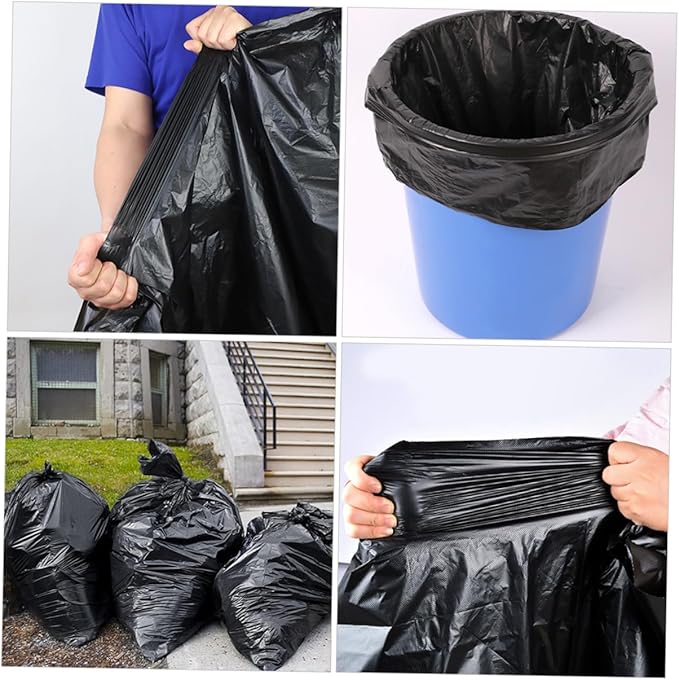 Extra Large Trash Bags 50pcs 80x100cm Heavy Duty Garbage Bags for 100l Bins Outdoor Lawn Gardening Contractor Kitchen Use