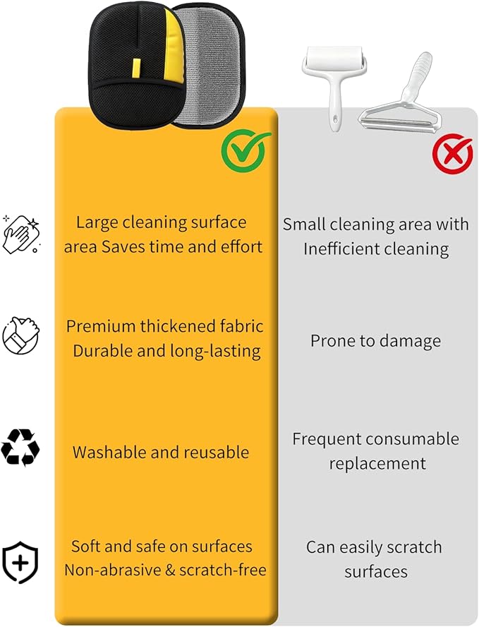 2PCS Pet Hair Removal Glove .Upgraded Thickened Reusable Electrostatic Pet Hair Remover Glove Tool .Dogs &amp Cats pet hair glove.Used for Sofas Bed Sheets Carpets Clothes Curtains and Car Seats.
