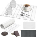 Large Stone Dish Drying Mat for Kitchen Counter with 3 Sanding block and Towel 24×16 Quick Drying Diatomaceous EarthSuper Absorbent Anti Slip Mat for Women Mom Grandma (Marble white)
