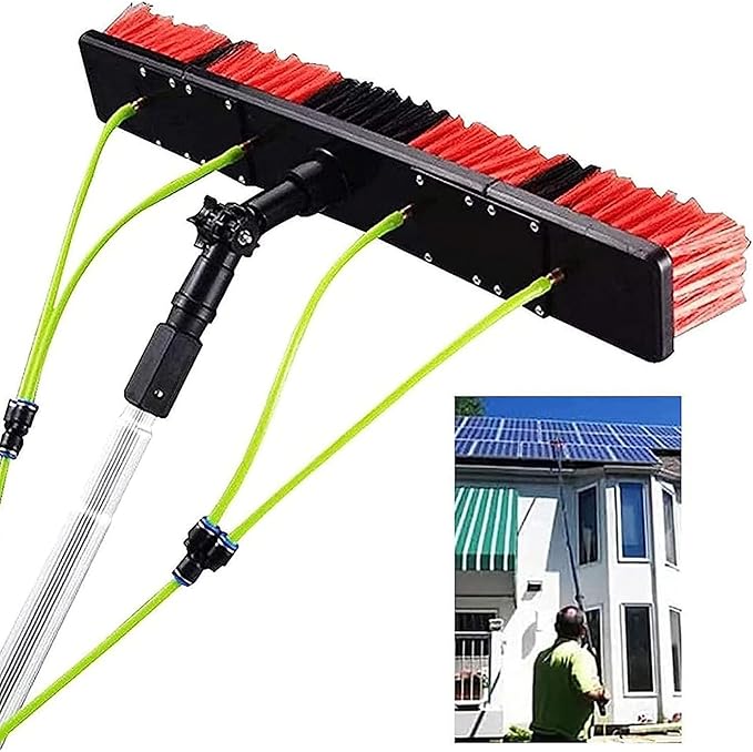 5-10m Window Cleaning Pole Telescopic Window Cleaner Water Wash Brush Kit Window and Solar Panel Cleaning System Outdoor Washing Equipment Tool(10M)