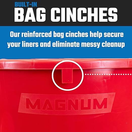 Magnum 55 Gallon Trash Can High-Vis Red Construction Grade Heavy Duty Plastic Jobsite Ready for Handling and Holding Garbage CMTC-C000-55R04 (4 Pack)