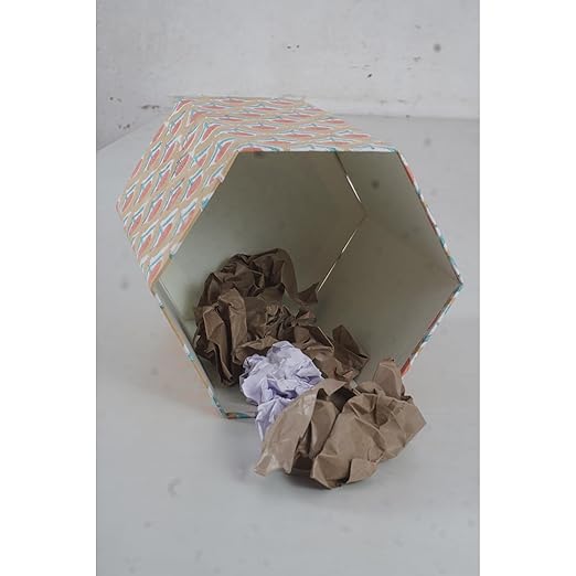 Floral Hand Block Printed 3.3 Gallon Decorative Waste Basket – Eco-Friendly Cardboard Trash Can Plastic-Free &amp Sustainable Perfect for Christmas and Housewarming Gifts (1 Yellow Blue FLOWAR)