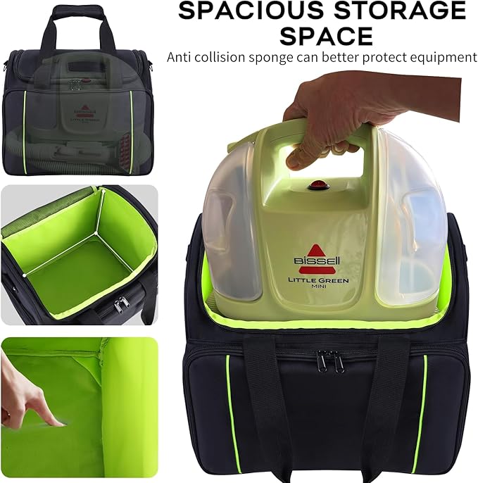 Carry Bag Compatible with BISSELL Little Green Mini Carpet and Upholstery Cleaner 4075/4075L/4075FMore Pockets Storage Bag for BISSELL Little Green CleanerPortable Carry CaseBag Only