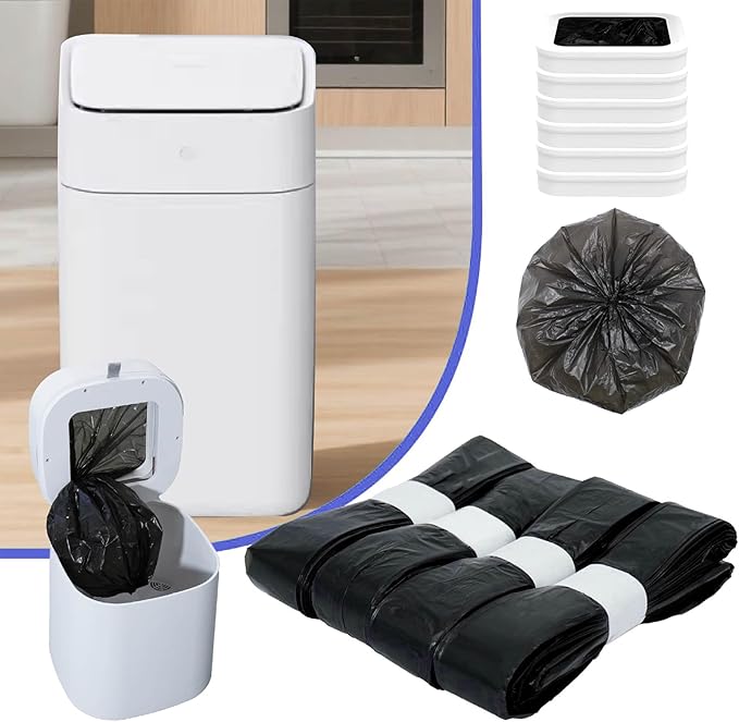 6 Pack Trash Bag Refill Rings for Self Sealing Smart Trash Can Replacement Waste Bags Supports Approximately 180 Uses Compatible for T1/T1S/T Air (6 copies)