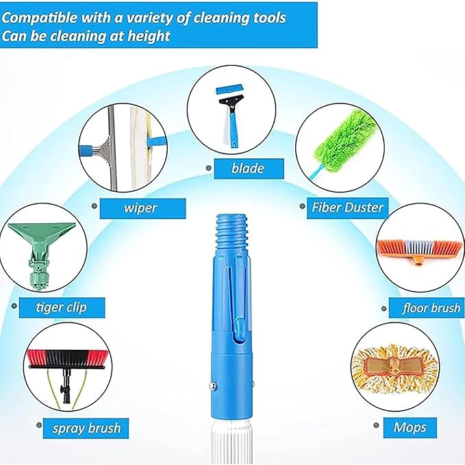 Telescopic Extending Water Fed Window Cleaning Pole Brush | Upstairs Windows | Conservatory Cleaner | Car | Roof | Lightweight Aluminium | Wash Brush900cm