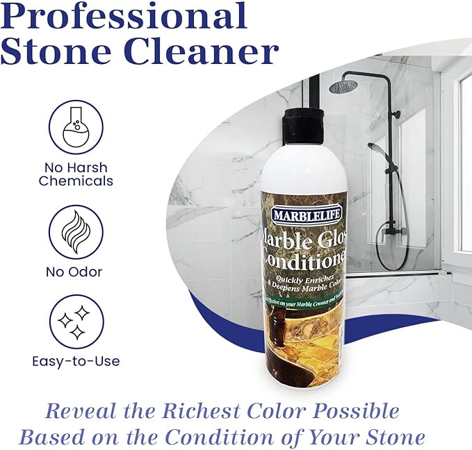 Marblelife Marble Gloss Conditioner Used For Heavy Duty Countertop Table Bar and Vanity Surfaces Easy To Use Marble Conditioner Helps Rejuvenate and Revive Surfaces 16oz