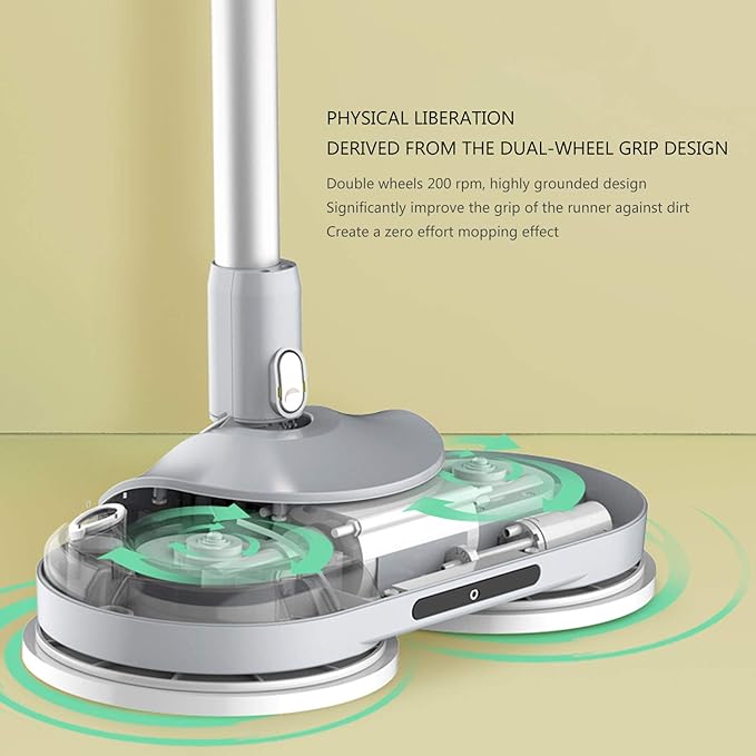 Electric Spray Mop Electric Spray Mop with Rotating Pad with 2 Washable Mop Pads 250ML Refillable for Wood Floor Ceramic Marble White