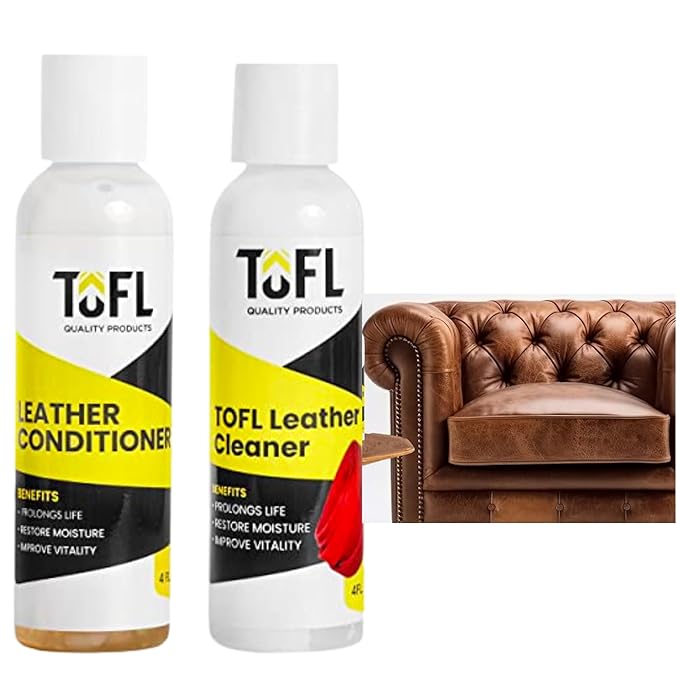 TOFL Leather Cleaner and Conditioner Bundle (4 oz) for Furniture Car &amp Automotive Interior Detailing Leather Clothing &amp Accessories Bags Purses Boots &amp Jacket