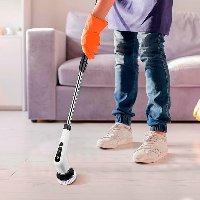 7-in-1 Electric Bathroom Scrubbing Brush 2500 mAh. Telescopic Bathtub Scrubber with Long Handle. Powerful Electric Bathtub Scrubber. Portable Power Brush for Cleaning Bathroom Kitchen Car