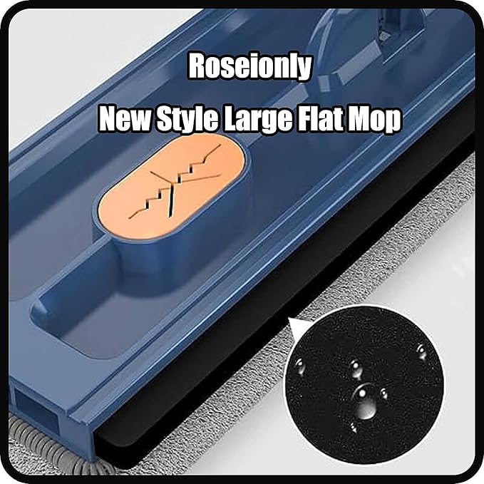 Large Flat Mop Large Flat Mop 360° Rotating Magic Self Wringing Flat Wall Cleaning with Stainless Steel Long Handle for FloorsCornerWindow 12027(Blue)