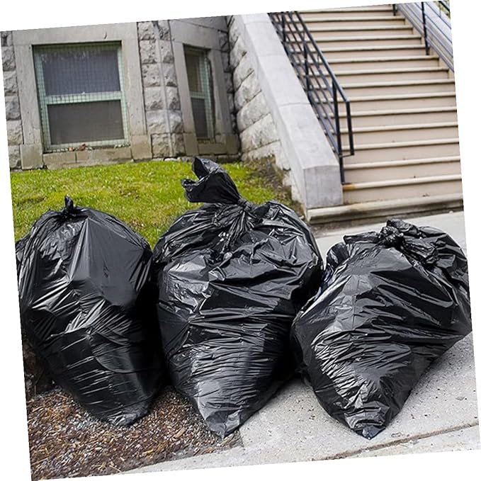GANAZONO Large Trash Bags 50pcs Heavy Duty Black Garbage Bags 80x100cm for 100l Kitchen Outdoor Commercial and Office Waste Disposal