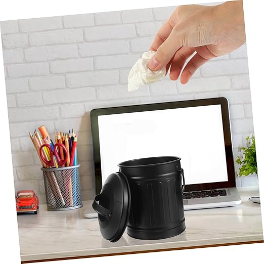 NUOBESTY Bucket Shaped Garbage Can Office Trash Bin Desktop Trash Bin Decorative Wastebasket Bedside Waste Can