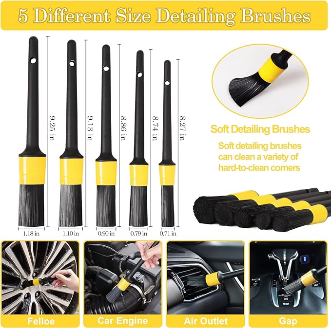 TTRCB 27Pcs Car Detailing Kit Car Detailing Brush Set Auto Detailing Drill Brush Set Car Detailing Brushes Car Wash Kit Car Accessories Car Cleaning Tools Kit for Interior Exterior Wheels