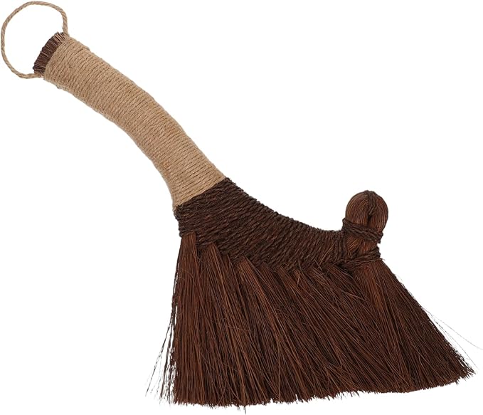 Small Handheld Desk Broom Traditional Straw Whisk for Dust Removal Desktops Keyboards and Hard Reach Areas for Indoor and Outdoor Cleaning