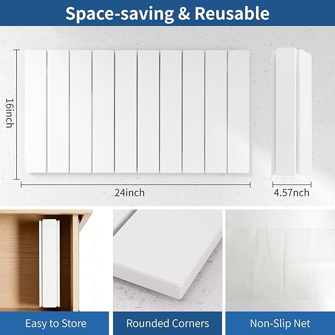 Hopegiver Stone Drying Mat for Kitchen Counter 24 x 16 Quick Dry Diatomaceous Earth Dish Drying Mat Super Absorbent Non-Slip &amp Foldable Modern White Countertop Mat (White24''x16'')