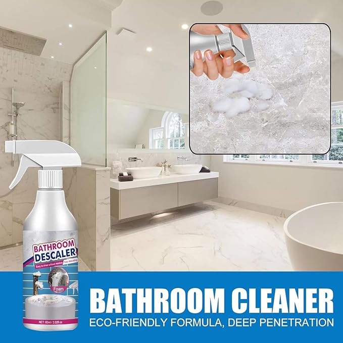 60ML/2.02FL OZ Bathroom Descaler Foam Cleaner Bathroom Descaler Stubborn Stains Cleaner Bathroom Descaler Cleaner All-Purpose Bathroom Descaler Foam Spray for Glass Shower Doors (3PCS)