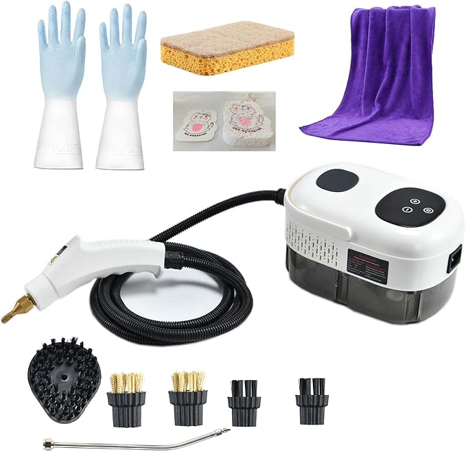 NASAMA Handheld Steam Cleaner2500W High Temperature Pressurized Steam CleanerPortable Steam Cleaning Machine For Home with 5 Brush Heads (white)