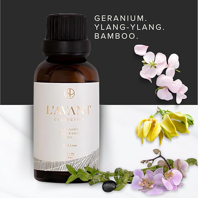L’AVANT COLLECTIVE | Essential Oils for Laundry - Dryer Balls Scents – Scented Fragrance Essential Oil Drops | Fresh Linen Laundry Oil - Lavender Geranium Essential Oil Blend w/Ylang Ylang &amp Bambo