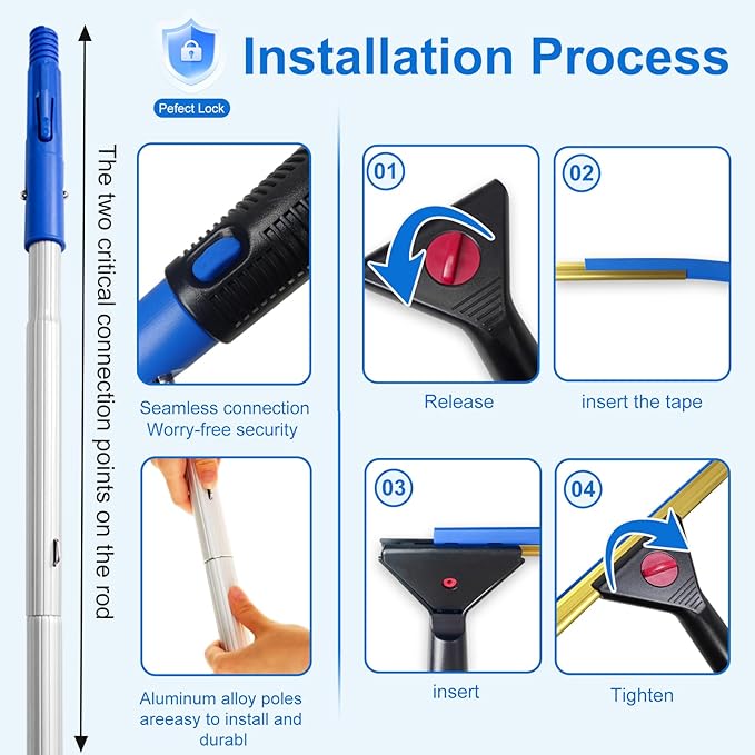 2 in 1 Window Squeegee &amp Squeegee Broom 13.78 Heavy Duty Floor Squeegee Mop with 59 Extension Pole &amp 2 Scrubbers Industrial Tile Floor Squeegee for Shower Glass Door Car Windshield