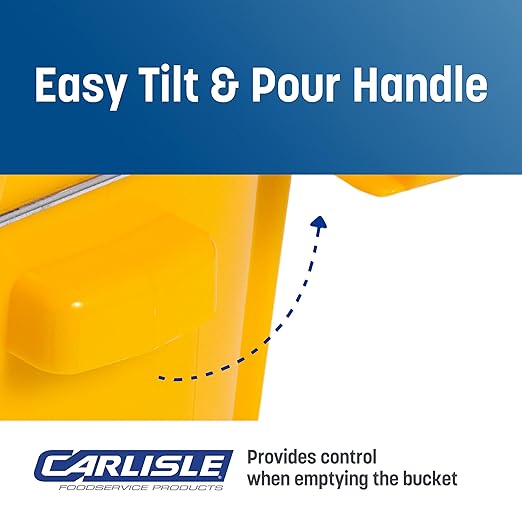 Carlisle FoodService Products 26-Quart Commercial Mop Bucket with Side-Press Wringer Precision-Molded Polypropylene Durable Wringer Bucket with Non-Marking Casters 18.5 x 16.5 x 23 Inches Yellow