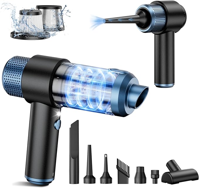 EYYA Handheld Car Vacuum Cleaner Cordless 15000PA High Power Vacuum &amp Air Duster 4-in-1 Portable Mini Vacuum with LED Light Hand Held Vacuum Cleaner for Car Home Office