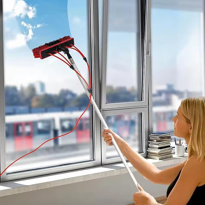 Water Fed Pole Kit Window Cleaning Pole Telescopic Window Cleaner Water Wash Brush Kit for Roof Cleaning Photovoltaic and Solar Panels1200cm
