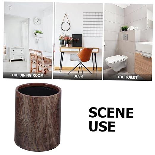 Happyyami Large Kitchen Trash Can Vintage Wood Grain Garbage Can Touchless Bathroom Waste Basket 35l Capacity