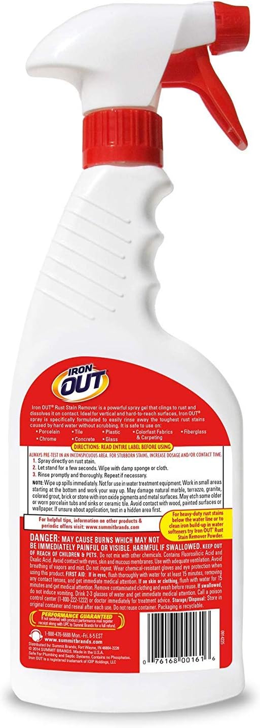 Iron Out Rust Stain Remover Spray Gel 16 Fl. Oz. Bottle 5-Pack