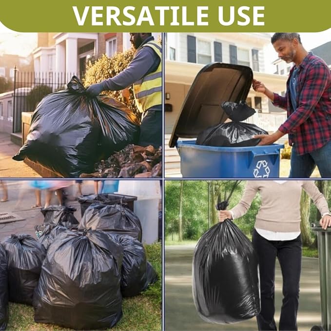 33-38 Gallon Black Garbage BagsTrash Bags 33x 39 100 Count – Extra Large Garbage Bags for Kitchen Office Lawn Maintenance and Leaf Cleanup