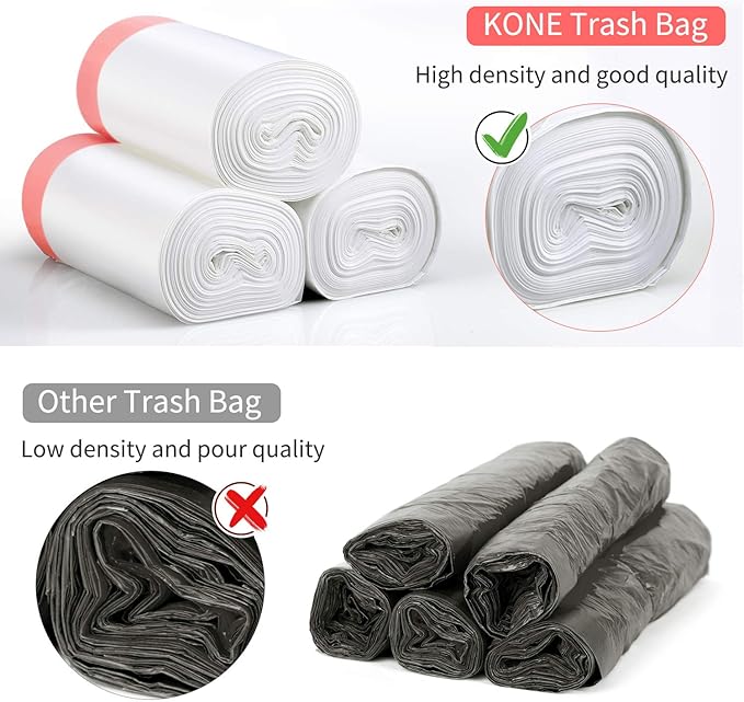 Small Trash Bags KONE 192 Count 4 Gallon Drawstring Extra Thick Garbage Bags Wastebasket Bin Liners Plastic Trash Bags for Bathroom Bedroom Office Car Kitchen Home