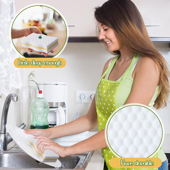 Magic Extra Durable Sponge Eraser 3 Layer Density Cleaning Pads in Bulk Thick More Lasting Sponge Eraser for Bathroom Kitchen Floor Bathtub Toilet Cleaner