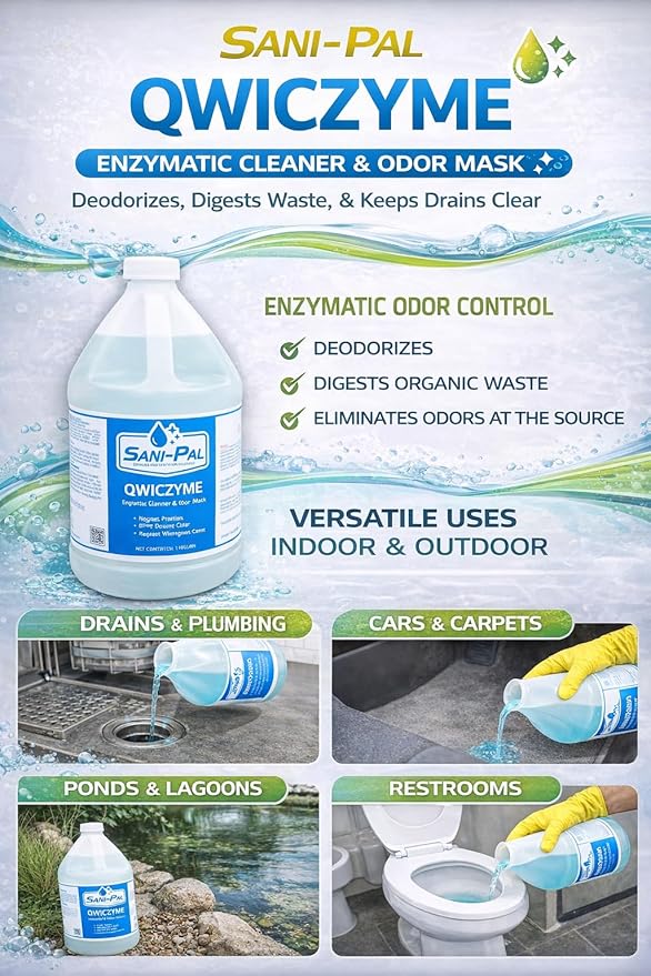 QwicZyme Microbial Drain Cleaner &amp Odor Mask128 fl oz wintergreen scent