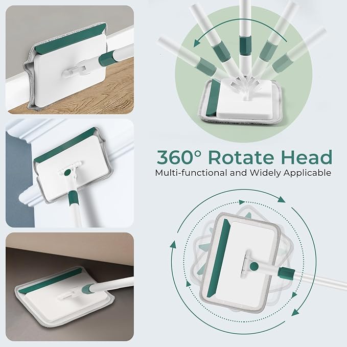 Baseboard Cleaner Tool with Handle 60 Extendable Long Handle Baseboard Cleaner with 5 Reusable Pads for Baseboards Cleaning Ceiling Wall Floor Bathroom Kitchen