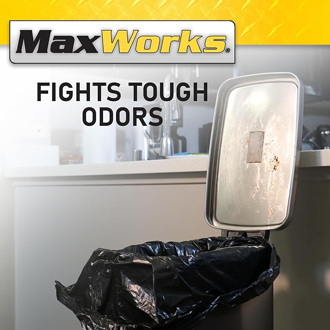 MaxWorks 50 Gallon Heavy-Duty Trash Bags 1.5 Mil Thick Black Drum Liners 50 Count with Flap Ties for Industrial Lawn Garden &amp Contractor Cleanup 51068