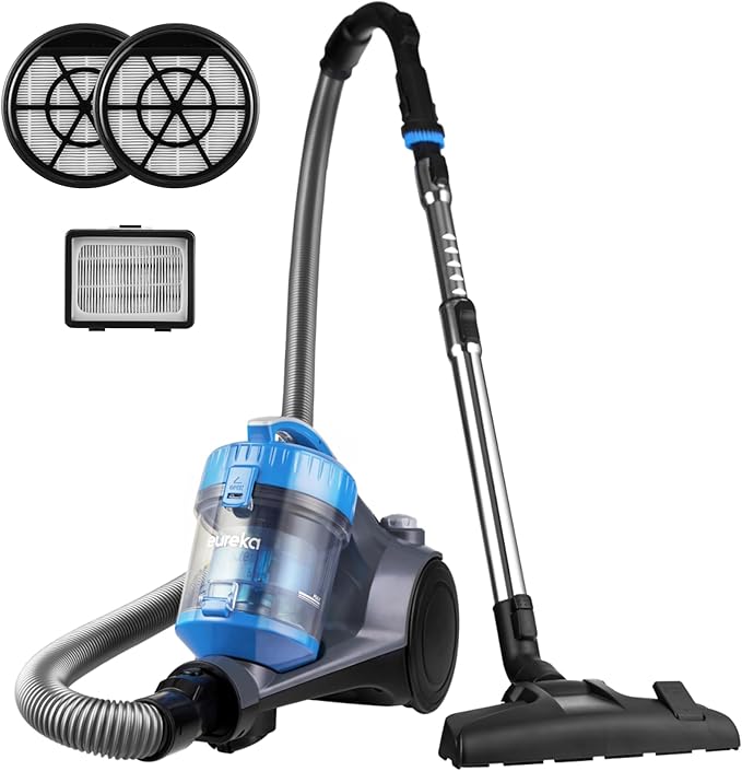 Eureka Bagless Canister Vacuum Cleaner Lightweight Vac for Carpets and Hard Floors w/Filter Blue Whirlwind NEN110B