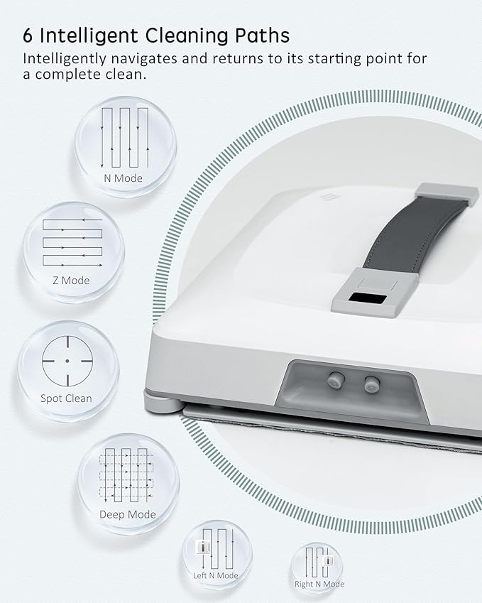 Yoolax Window Cleaning Robot 2.0 Intelligent Robot Window Cleaner with Dual Cross Water Spray Technology Ungraded 6 Cleaning Paths Edge Detection System App &amp Remote Control White