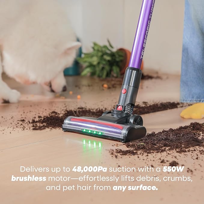 UNINELL HOME UV2 Cordless Vacuum Cleaner 48000Pa/550W Vacuum Cleaners for Home Lightweight Stick Vacuum with 65Mins Runtime Self-Standing&ampWall Mount Charging Tangle-Resistant Vacuum for Pet Ha