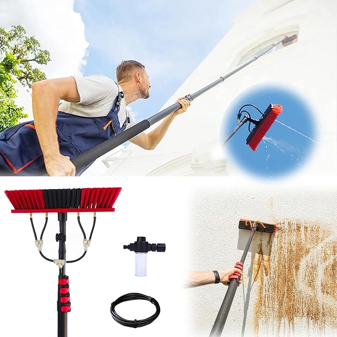 Washing KitWater-fed Brush W/Soap Dispenser3.6-6M Window Cleaning PoleWater Fed Telescopic BrushWindow Cleaner EquipmentExtendable Solar Panel Washing Equipmen (55cm Brush HEA