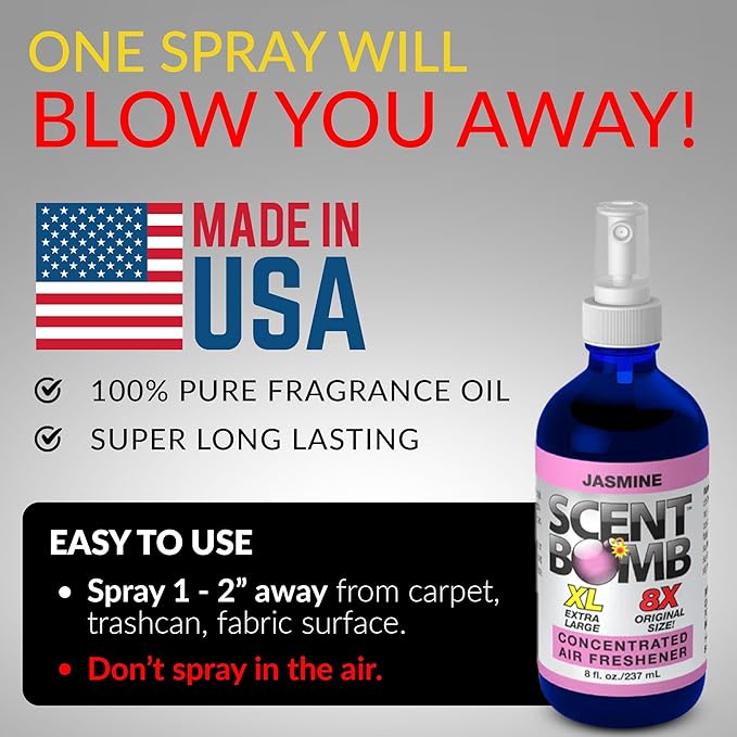 Scent Bomb Air Freshener Spray Long-Lasting Odor Eliminator for Home &amp Car Effective Deodorizer Spray for Kitchen Bathroom Fresh Room Spray &amp Smell Neutralizer Jasmine