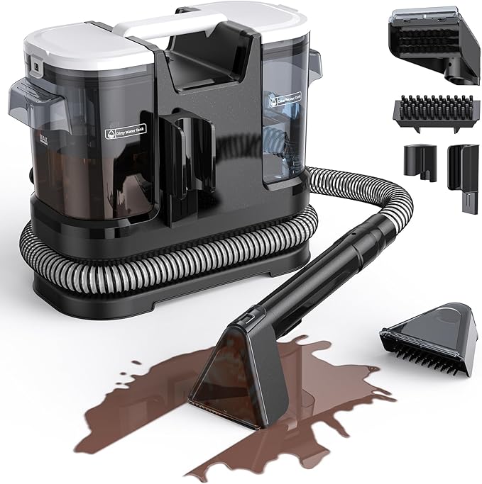 Couch Cleaner Machine 600W Motor - 20Kpa Suction Upholstery Cleaner Machine Portable Handheld Carpet Cleaner with Self-Cleaning and Long Hose for Pet Stains Couch Car Seats and Area Rugs